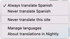 Translation settings 2