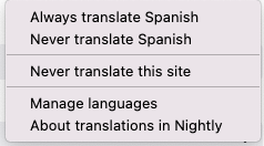 Translation settings