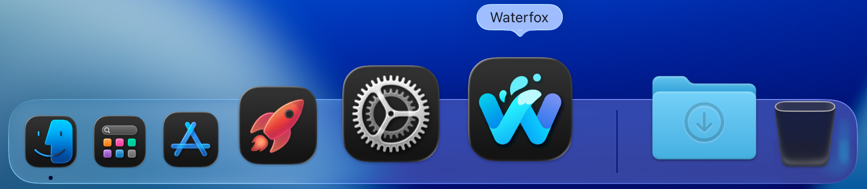 Waterfox Icon Dark Appearance macOS 26